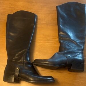 Black Leather Knee-High Riding Boots Via Spiga